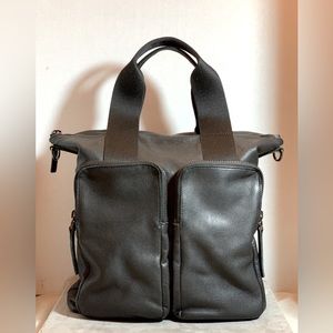 ECCO Black Leather Tote with oversized double front pockets